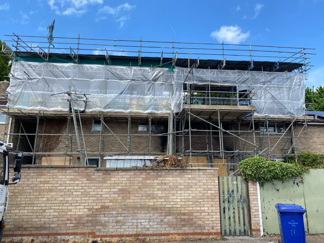 Scaffold with sky in the background